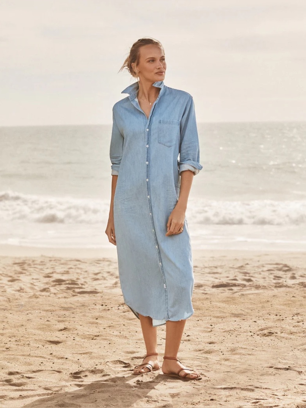 Frank & Eileen Rory Maxi Denim Shirtdress, Classic Blue Wash, XS - Picture 2 of 15